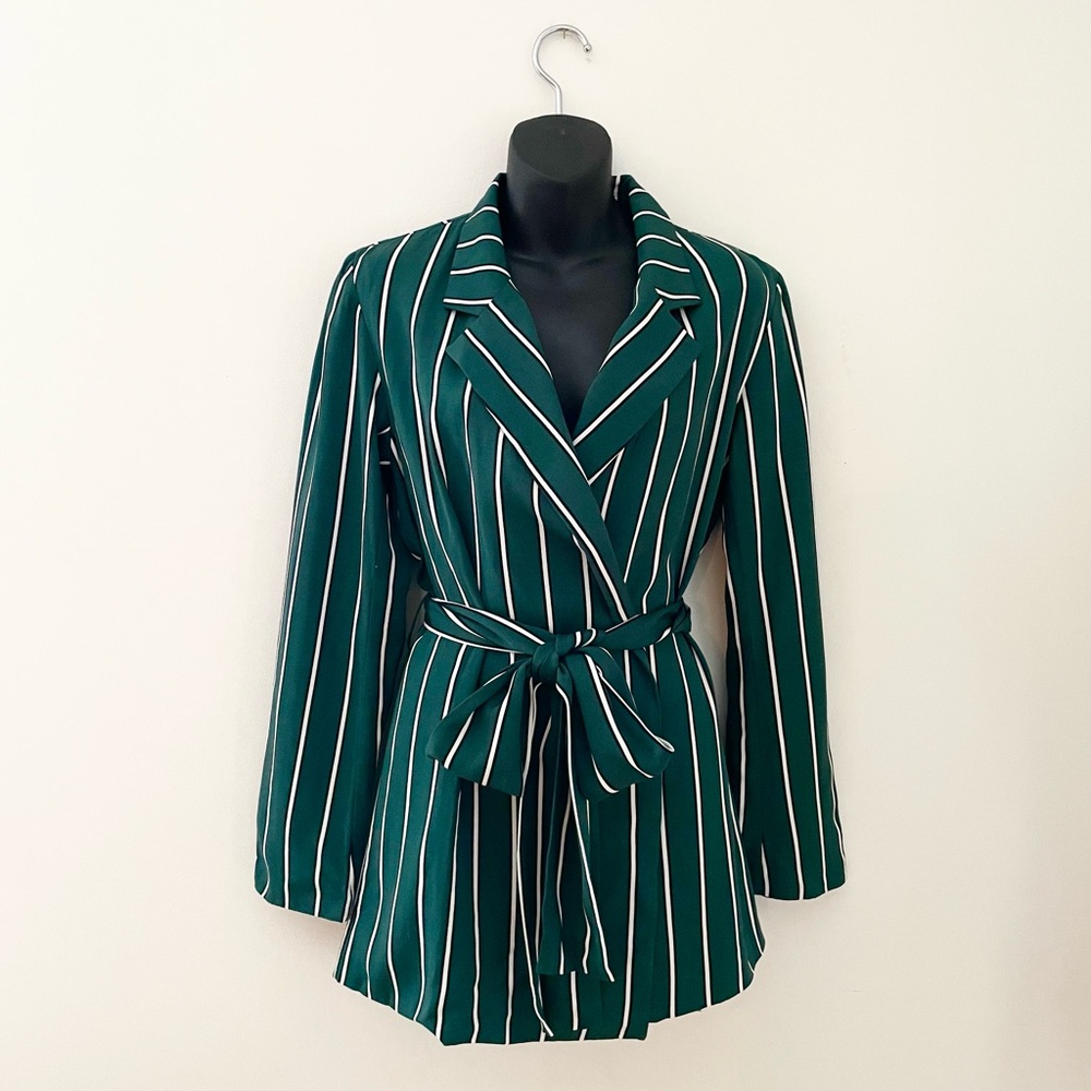 LACADEMIE green wrap tie blazer XS